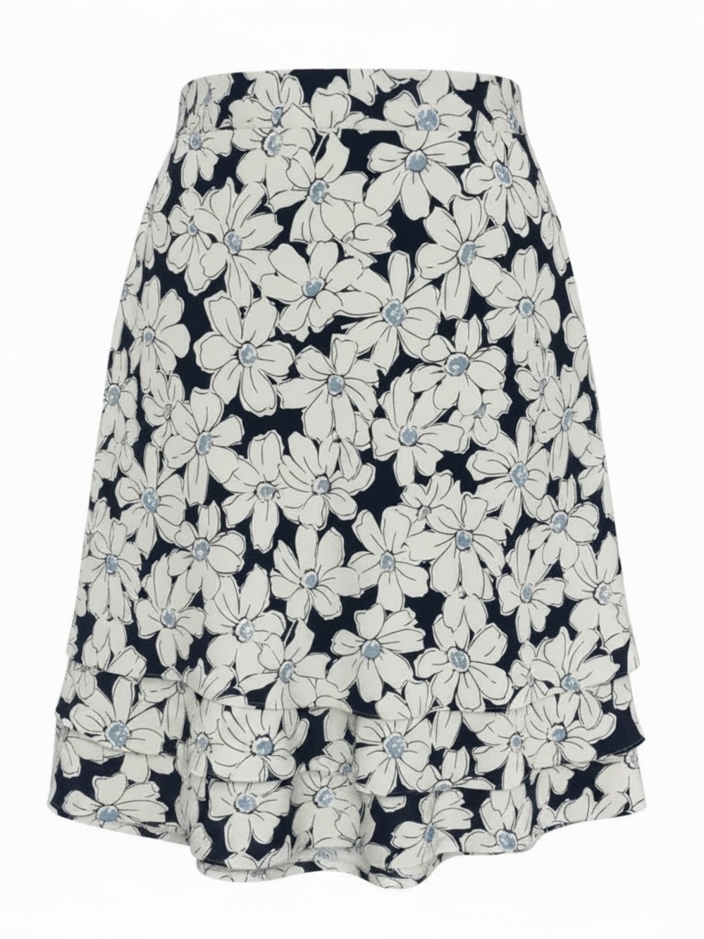 Ralph Lauren Navy A-Line‎ Skirt with Cream Floral Print